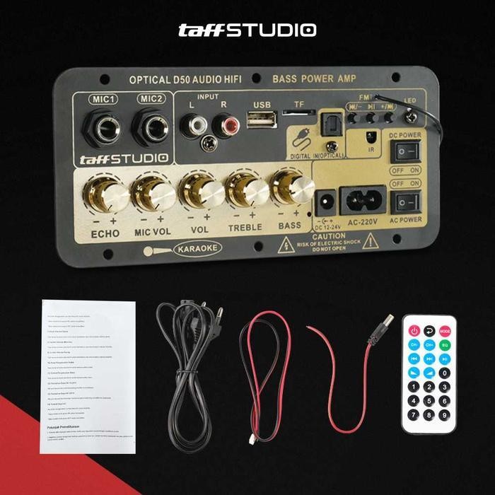 Kit Power Amplifier  Bluetooth Karaoke Subwoofer Optical Fiber 200W D50 AC DC
