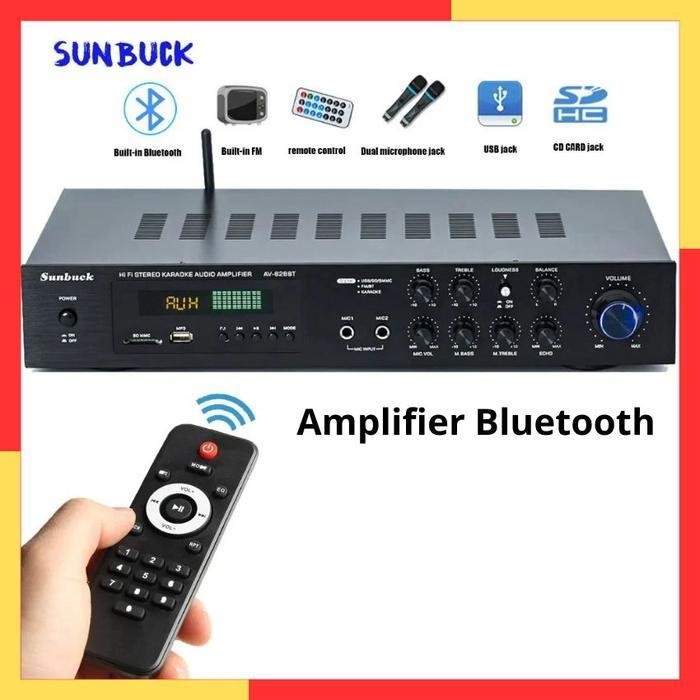 Amplifier Bluetooth Subwoofer Bass Treble Ampli Sunbuck 2000 Watt Remote Control