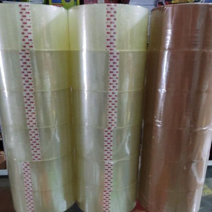 

Lakban Bening Coklat Tebal Full 100 Yard Isi 6 Rol