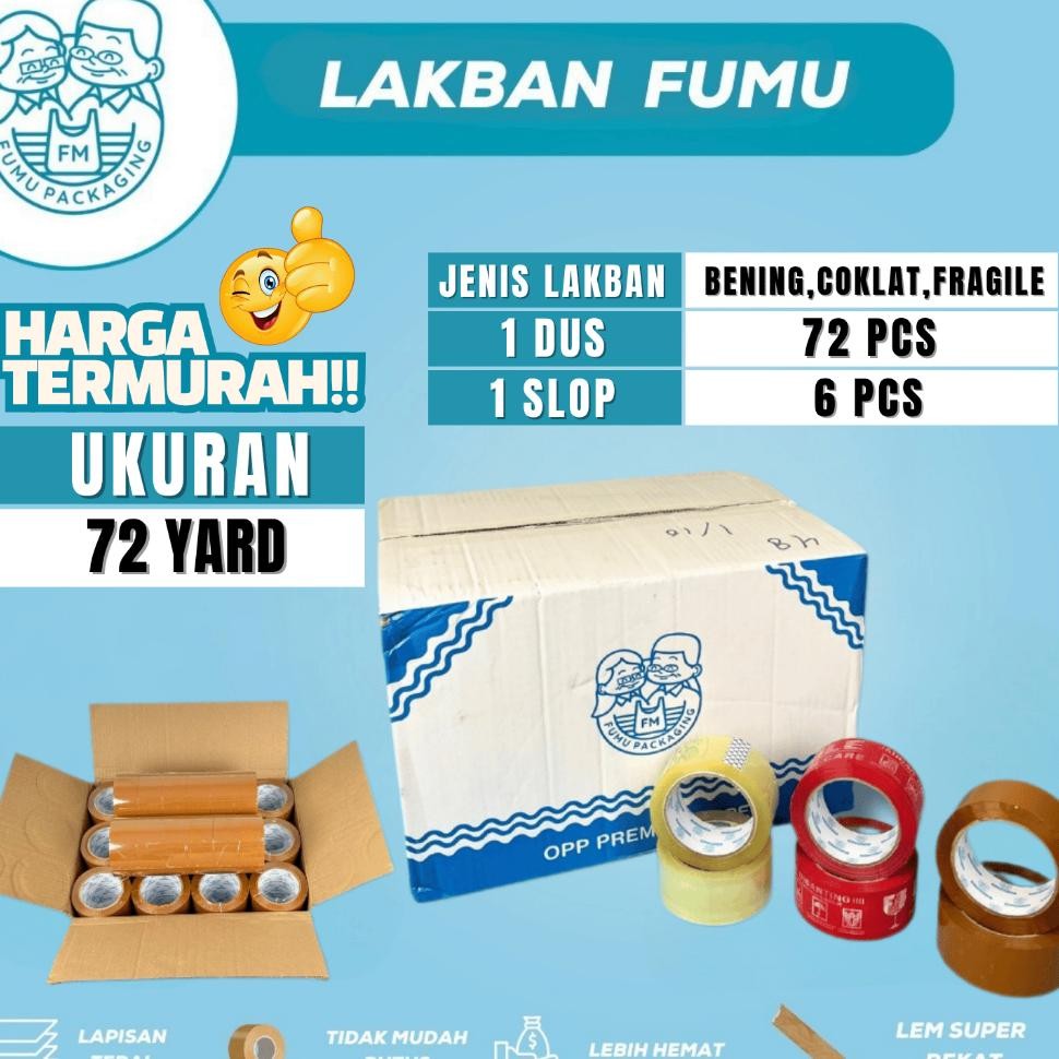 

Lakban Opp 72Yard X 45Mm Tape Isolasi 45Micron Lem Terlakban Beninglakban Fragilelakban Coklatlakban Tebal