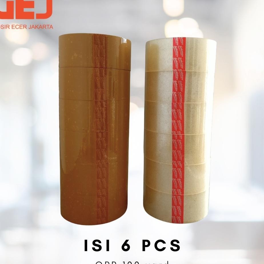 

6 Pcs Lakban Solatape Bening Coklat 2Inch 45Mm X 100Yard 1 Slop