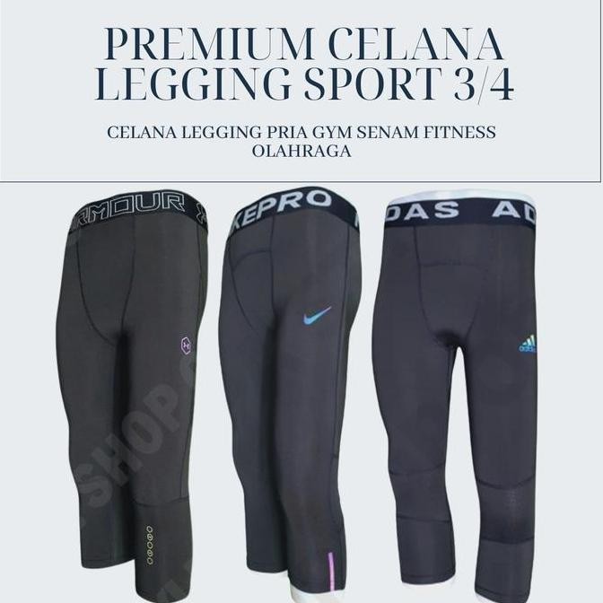 TERMURAH - PREMIUM CELANA LEGGING SPORT 7/8 COWOK PRIA GYM SENAM FITNESS OLAHRAGA
