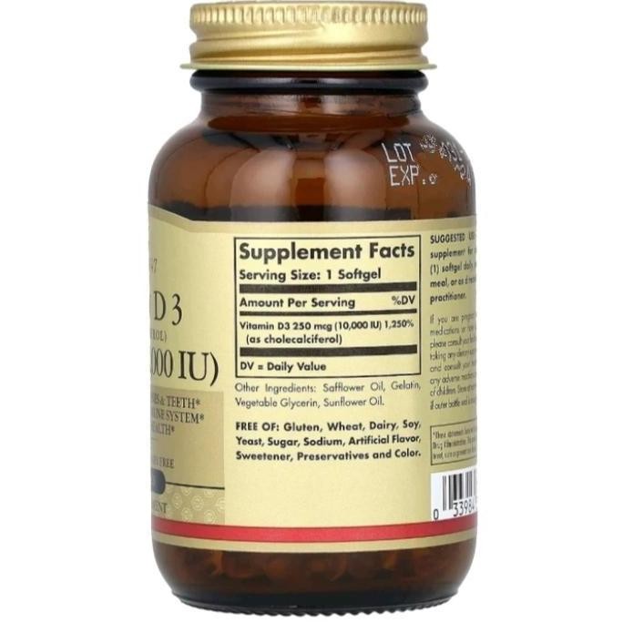 Jual solgar vitamin D3 10000iu 250mcg 120.softgel