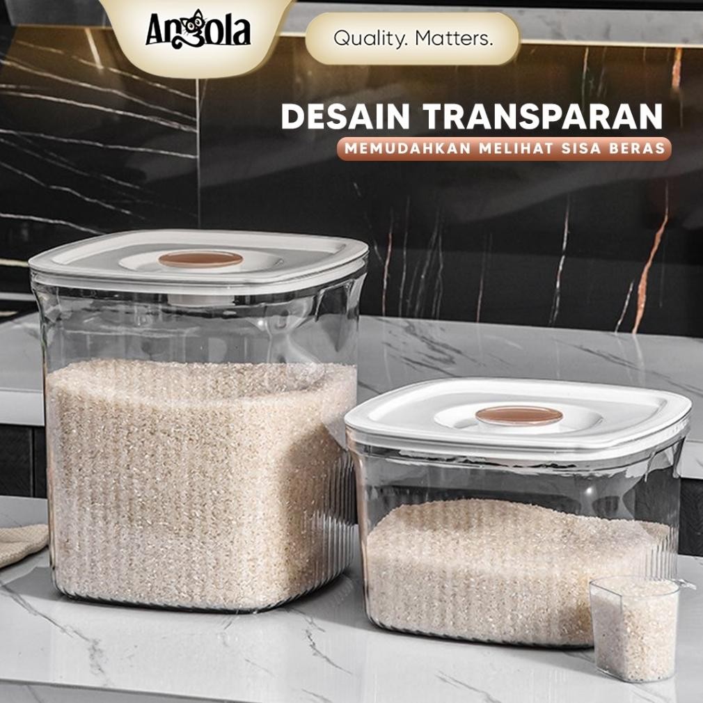ANGOLA Dispenser Beras Transparan 5KG 10KG Tempat Beras E50-E51 Rice Bucket / Tempat Penyimpanan Ser