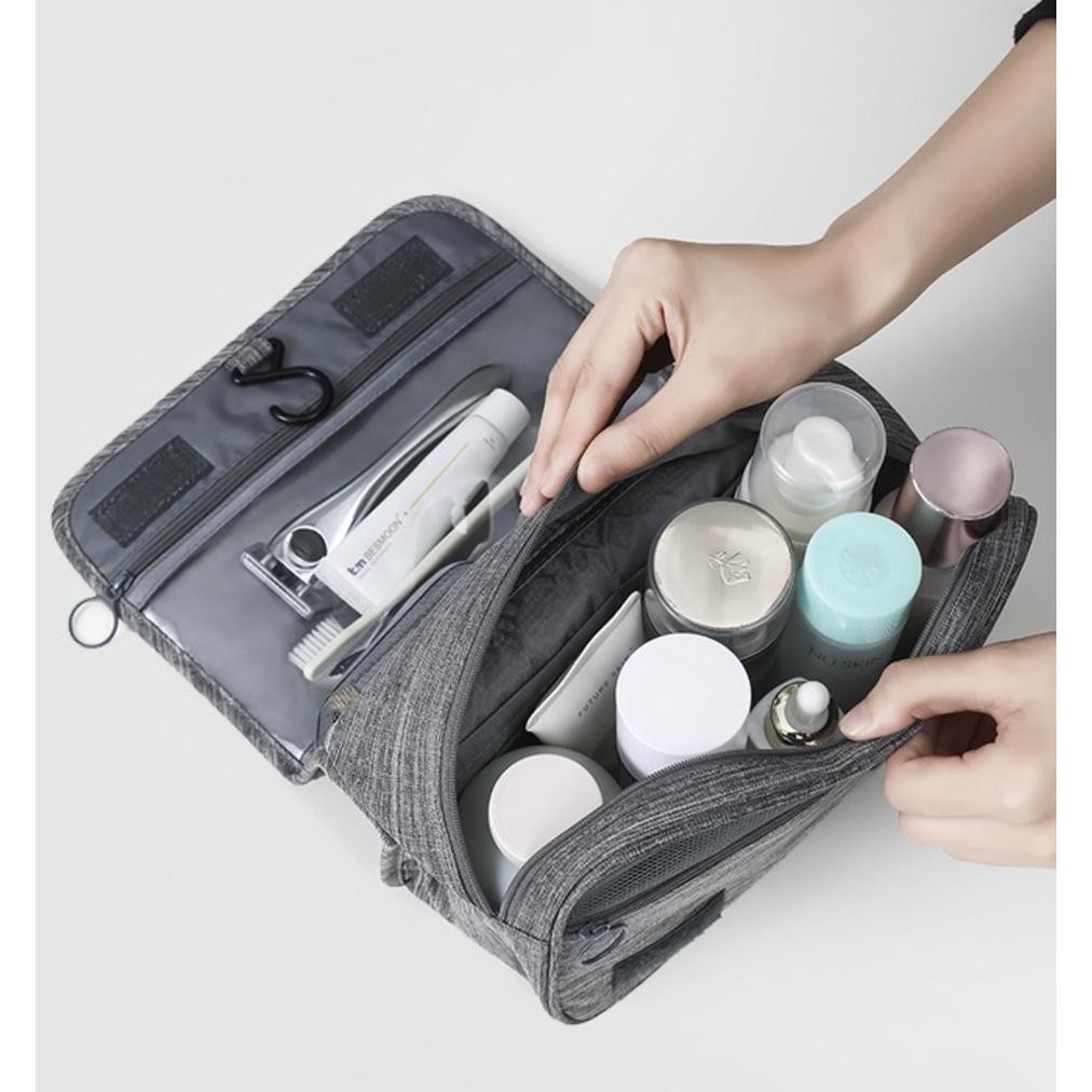 Kz_12 Wrf77 Tas Kosmetik Peralatan Mandi Travel Toiletry Folding Bag Organizer Polyester Waterproof 