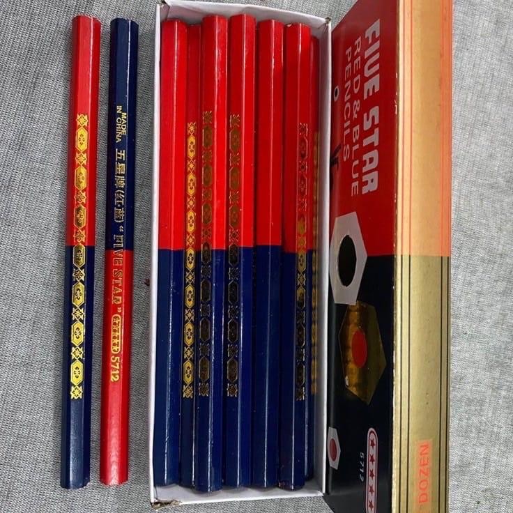 

1 Box Isi 12 Pcs Pensil Pola Kain Flue Star Red And Blue Pencil Pensil Merah U Besar Pensil Pola Kain