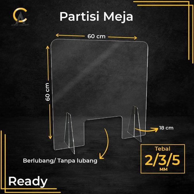 Sekat Pembatas Meja Akrilik Anti Corona / Partisi Meja Acrylic Grosir