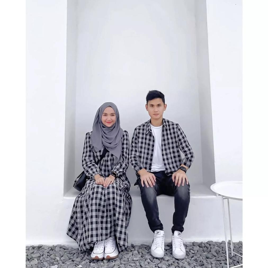 Ds_12 [Promo] Fuzi Couple Super Jumbo//Baju Couple Remaja Jumbo Motif Kotak Terbaru 2023// Busui Fri