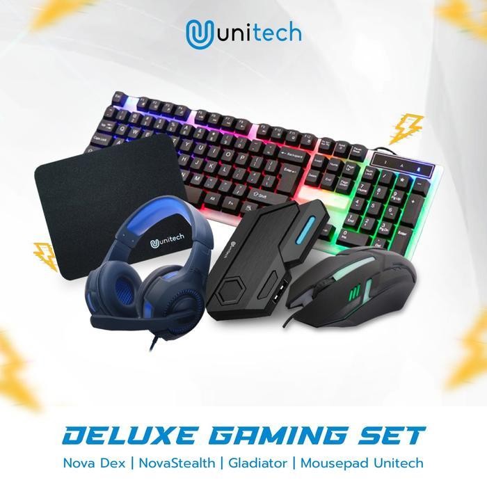 GX Paket Keyboard Gaming Set RGB 5in1 Unitech Keyboard Gaming + Mouse Set