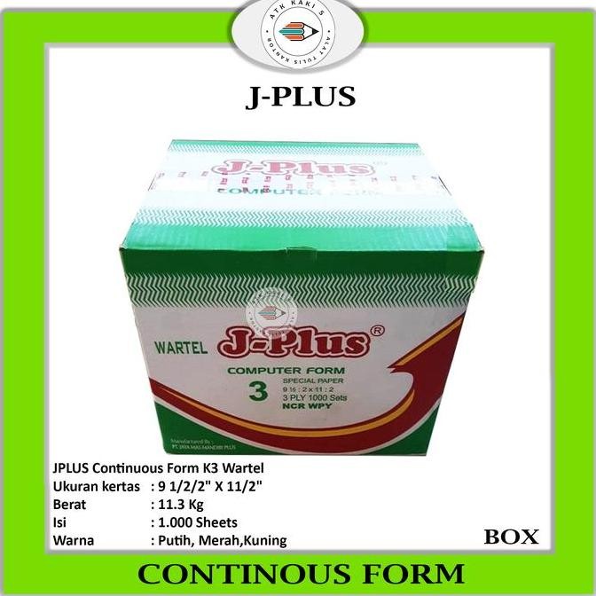 

TERMURAH - Continous Form 91/2 x 11/2 3Ply/2 ( K3 Wartel Jplus )/Kertas Komputer