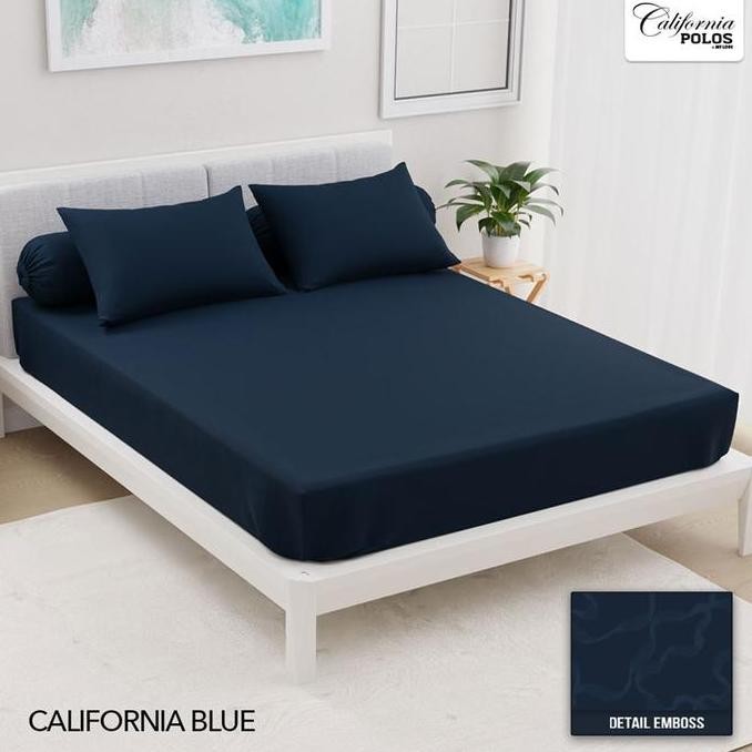 TERMURAH - CALIFORNIA Sprei Fitted Polos Embos California Blue