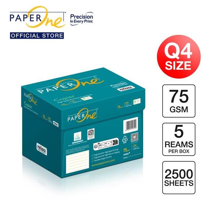 

TERMURAH - PaperOne Kertas Q4 75gr Copier 1 Box (2500 lembar) Kertas HVS Q4 Kerta