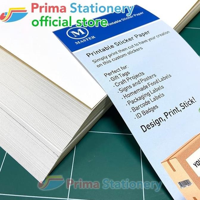 

TERBARU - Master Kertas Sticker Paper HVS A4 Putih Polos isi 100 lembar Doff