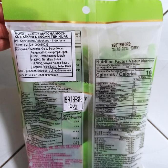 

Royal Family Matcha Mochi 120Gr/Mochi Taiwan Green Tea (Mine)