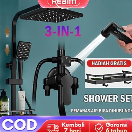 Terlaris Reaim Shower Kamar Mandi Full Set 3 Dalam 1 Set Kran Cabang Shower Mandi Set Stainless Mand