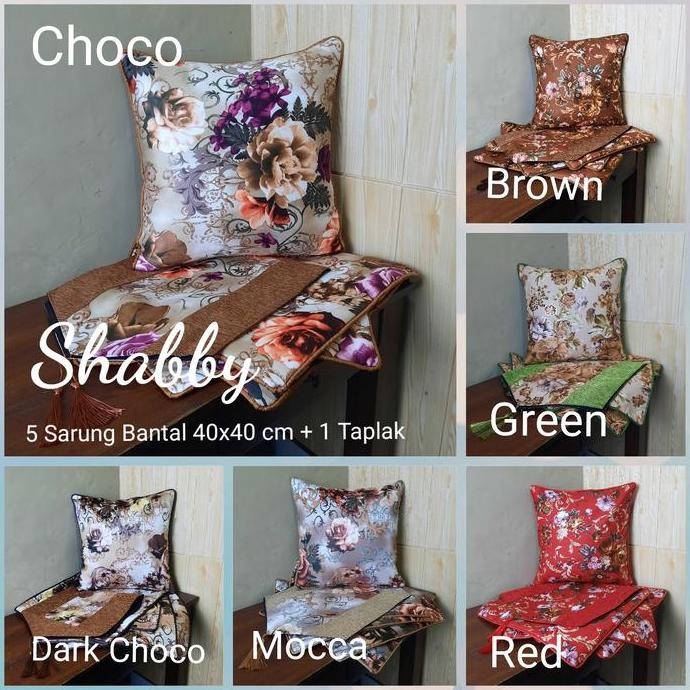 Sarung Bantal Kursi Sofa Set Shabby Bunga-Bunga