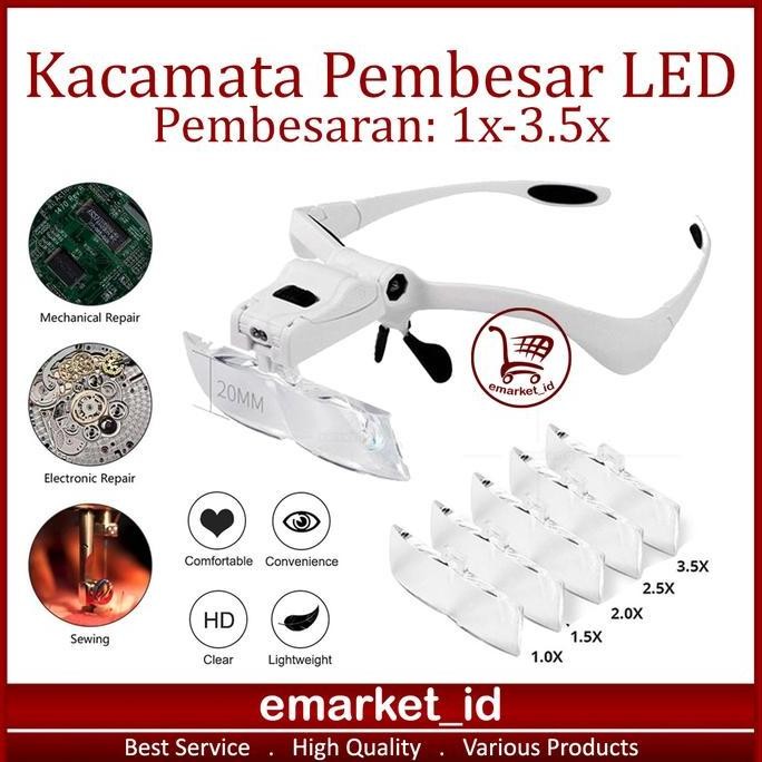 

Kacamata Pembesar Led 1X-3.5X Ag36 / Lampu Reparasi Servis Service