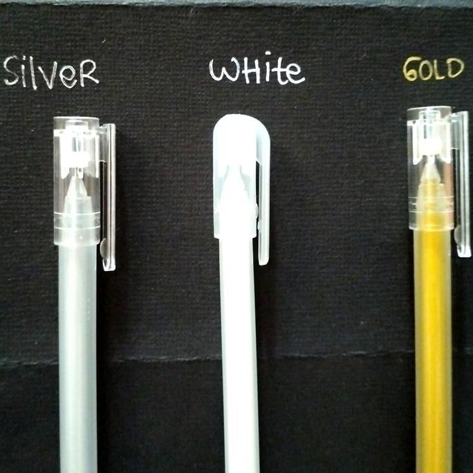 

Pulpen Tinta Emas, Silver, Putih Buat Kartu/Kertas Warna Gelap