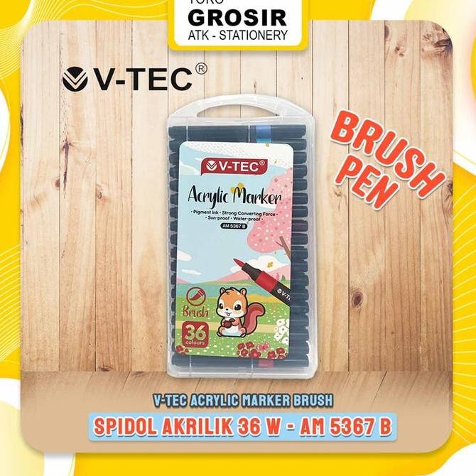 

V-Tec Acrylic Marker Brush 36 Warna Am 5367 B / 36 Colour - Cocok Untuk Berbagai Macam Permukaan - Vtec Spidol Akrilik / Spidol 36 Colours V Tec Brush Pen