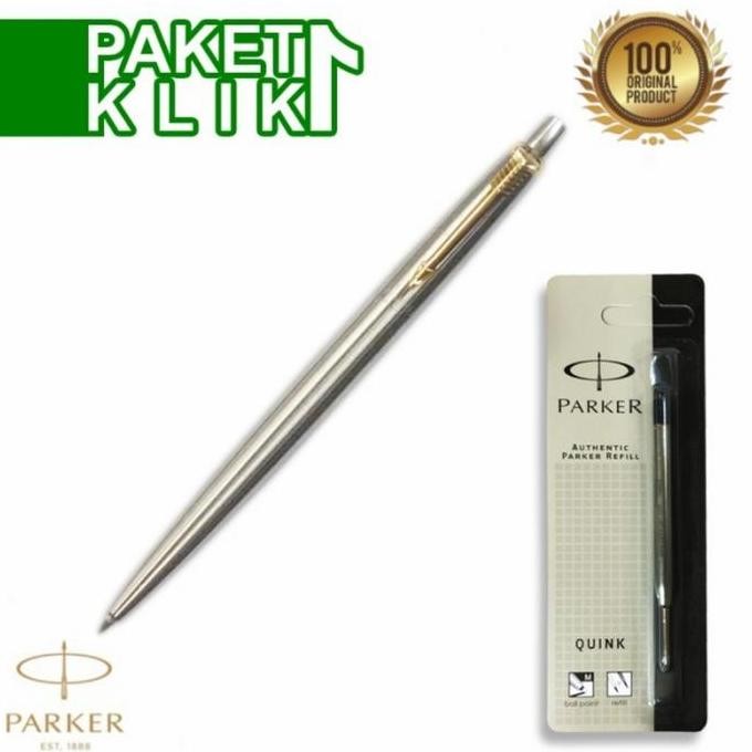 

Pen Parker Jotter Ss Original + Free Grafir Laser Nama-Bonus 1 Refiil