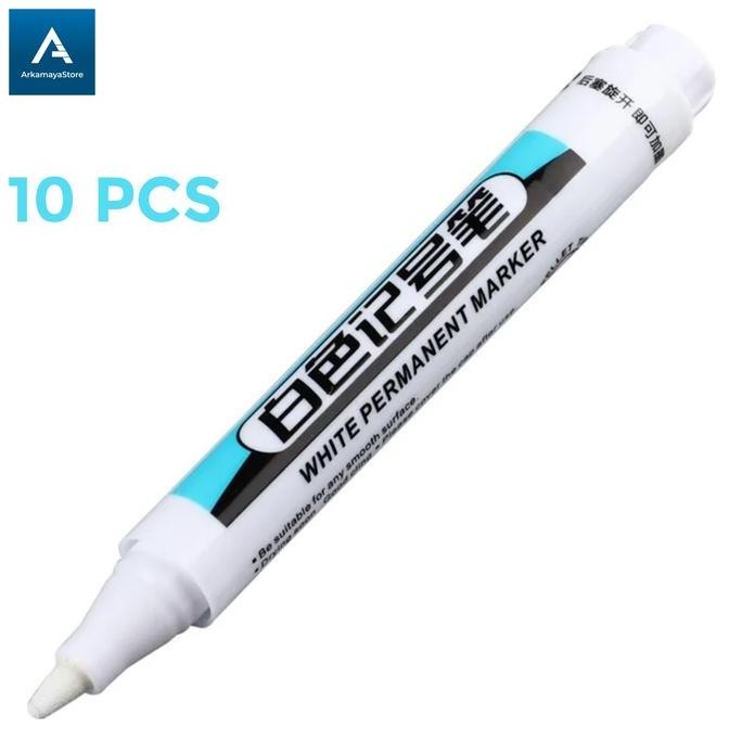 

Spidol Permanen Anti Air Putih Waterproof Quick Dry Oily Marker 10 Pcs