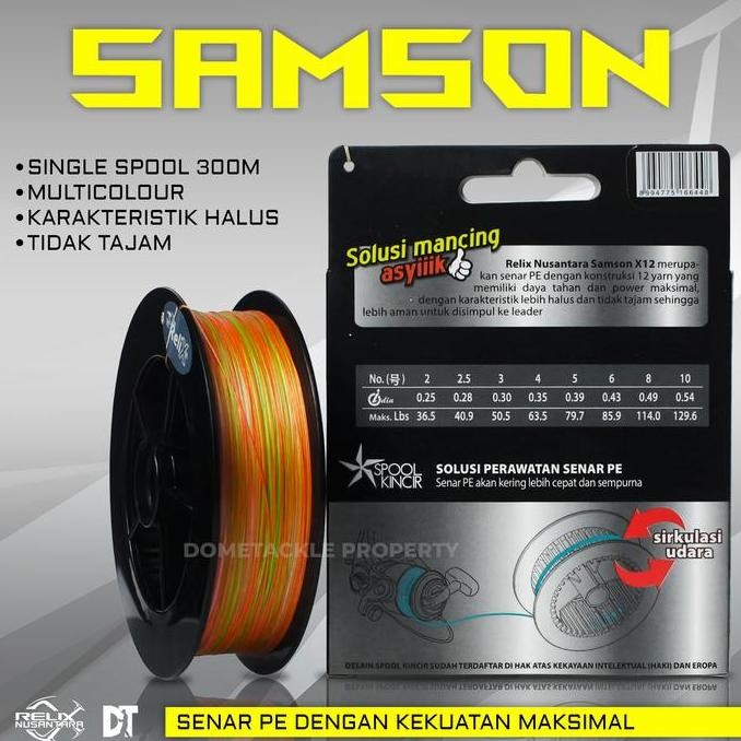 Relix Nusantara Samson X12 300 400 500 600 Meter Senar Pancing Benang Pe 1 1.5 2 3 4 5 6 7 8 Rainbow