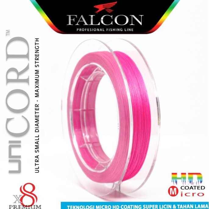 Senar Pe X8 Falcon Uni Cord 200M / Warna Fluo Ikan Mancing Pancing Laut Umpan Kualitas Terbaik Harga