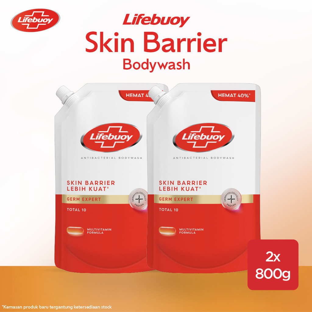 Lifebuoy Sabun Cair Sabun Mandi Antiseptik Multivitamin Total 10 Dengan Activ Silver+ Formula 800g x