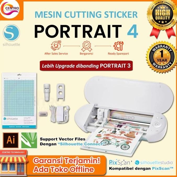

MESIN CUTTING STICKER MINI SILHOUETTE PORTRAIT 4 - UKURAN A4 (BISA AUTO CONTOUR CUT) ORIGINAL DAN TERPERCAYA