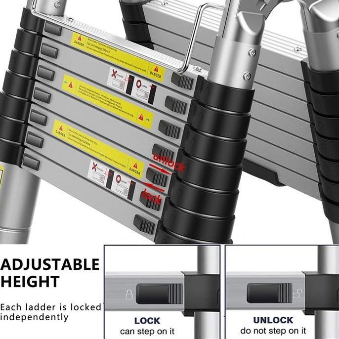 (Allthebest) BOWEITI TANGGA LIPAT ALUMINIUM TELESKOPIK 5M DOUBLE TELESCOPIC LADDER