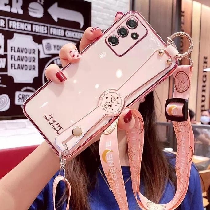 Baru Softcase Tali Slempang Samsung A12 / A13 4G / A14 / A52 Plating Glossy