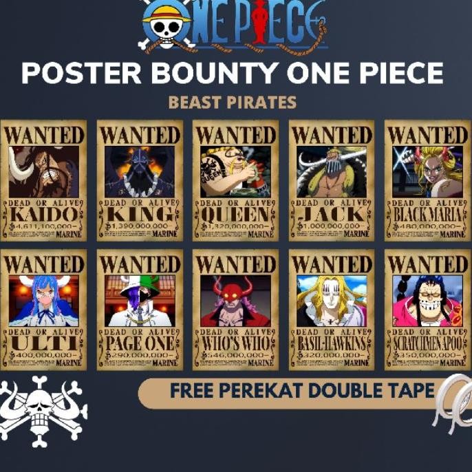 Poster Bounty One Piece Bajak Laut Buas Kaido Poster Dinding