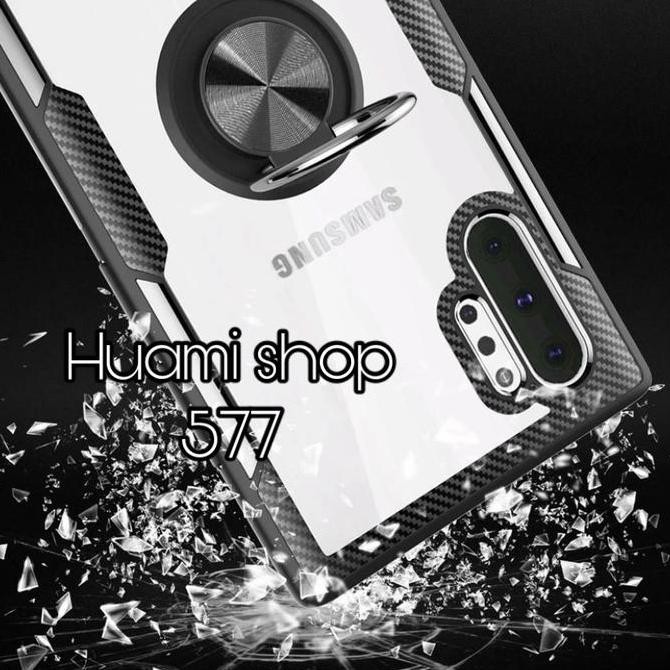 Baru Samsung Galaxy Note 10 / 10 Plus Hybrid Ring Armor Hardcase Carbon Casing