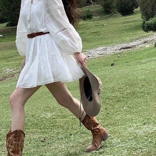 Uw Sepatu Kulit Koboi Cowboy Wanita, Women'S Western Cowboy Fashion Boots