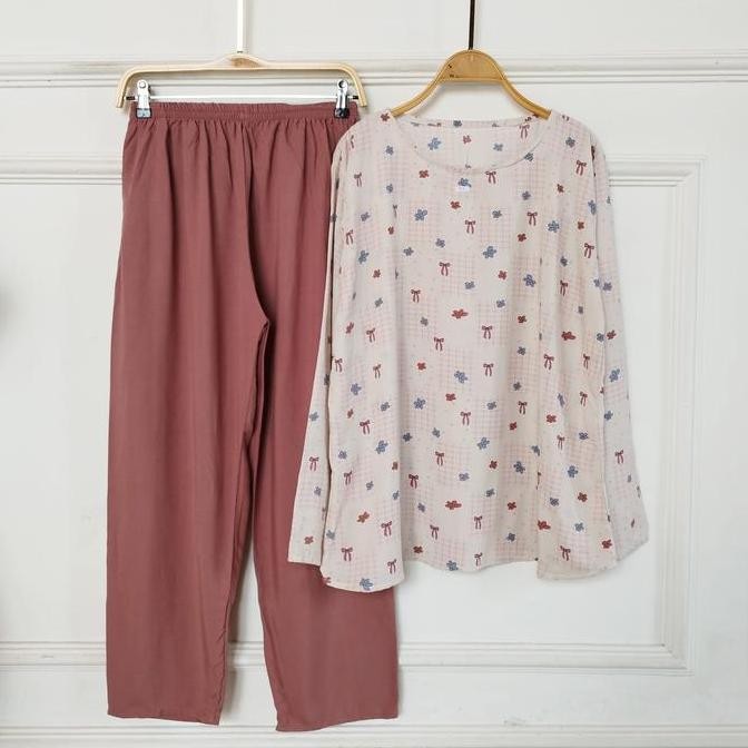 YSN Babydoll Setelan One Set Piyama Wanita Dewasa Rayon - Lengan Panjang