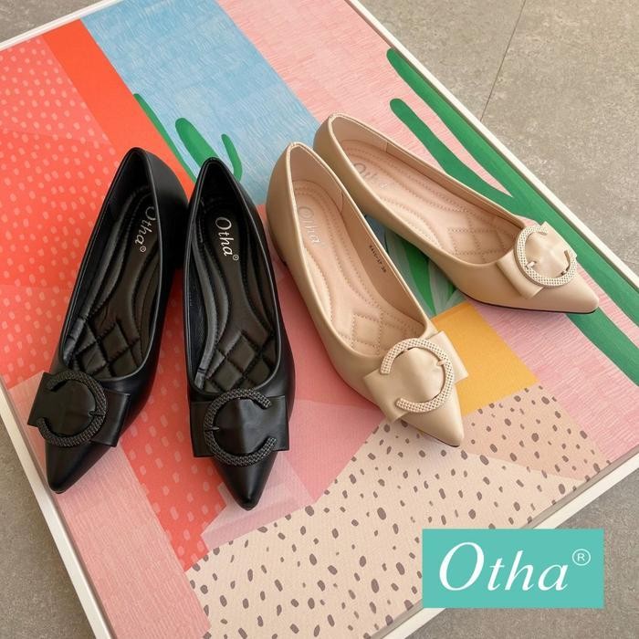 Uw Otha By  Laviola H445 Ofs - Sepatu Pantofel Heels Wanita Hak 3 Cm Shoes Hitam Dan Apricot Sepatu 
