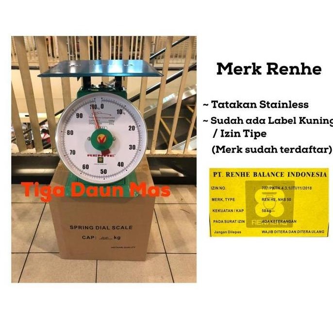 Timbangan Duduk Jarum Renhe 100 Kg / Timbangan Manual Renhe Kualitas Vietnam 100 Kg