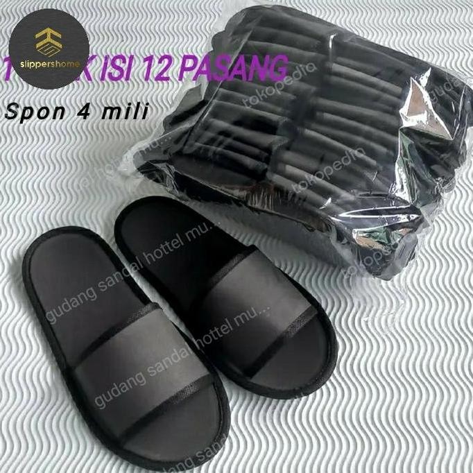 DS 1 LUSIN slippers /sandal hotel /sandal lantai/ sovenir dll hitam polos
