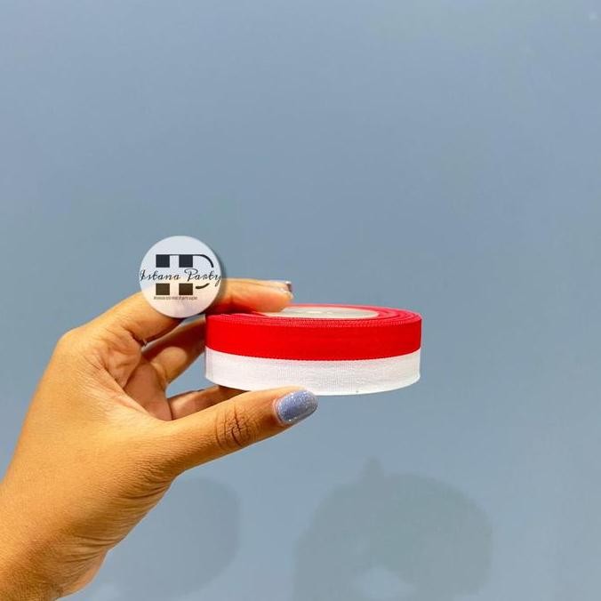 

(Allthebest) pita satin Merah putih ukuran 1"inch / ikat kepala 17 agustus merah putih 2,5cm