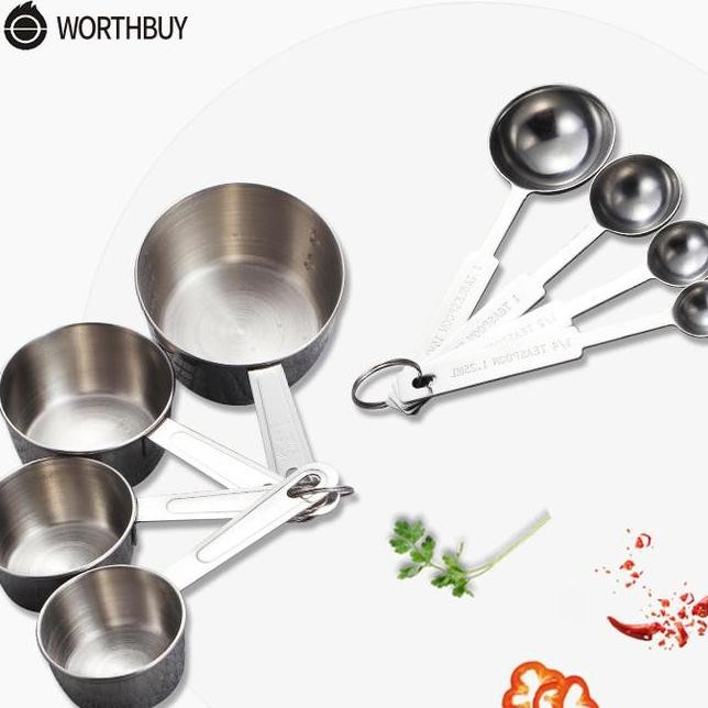 

Set Sendok Takar Stainless Ukur Cup Ml Air Bumbu Kopi Tepung Susu 8Pcs