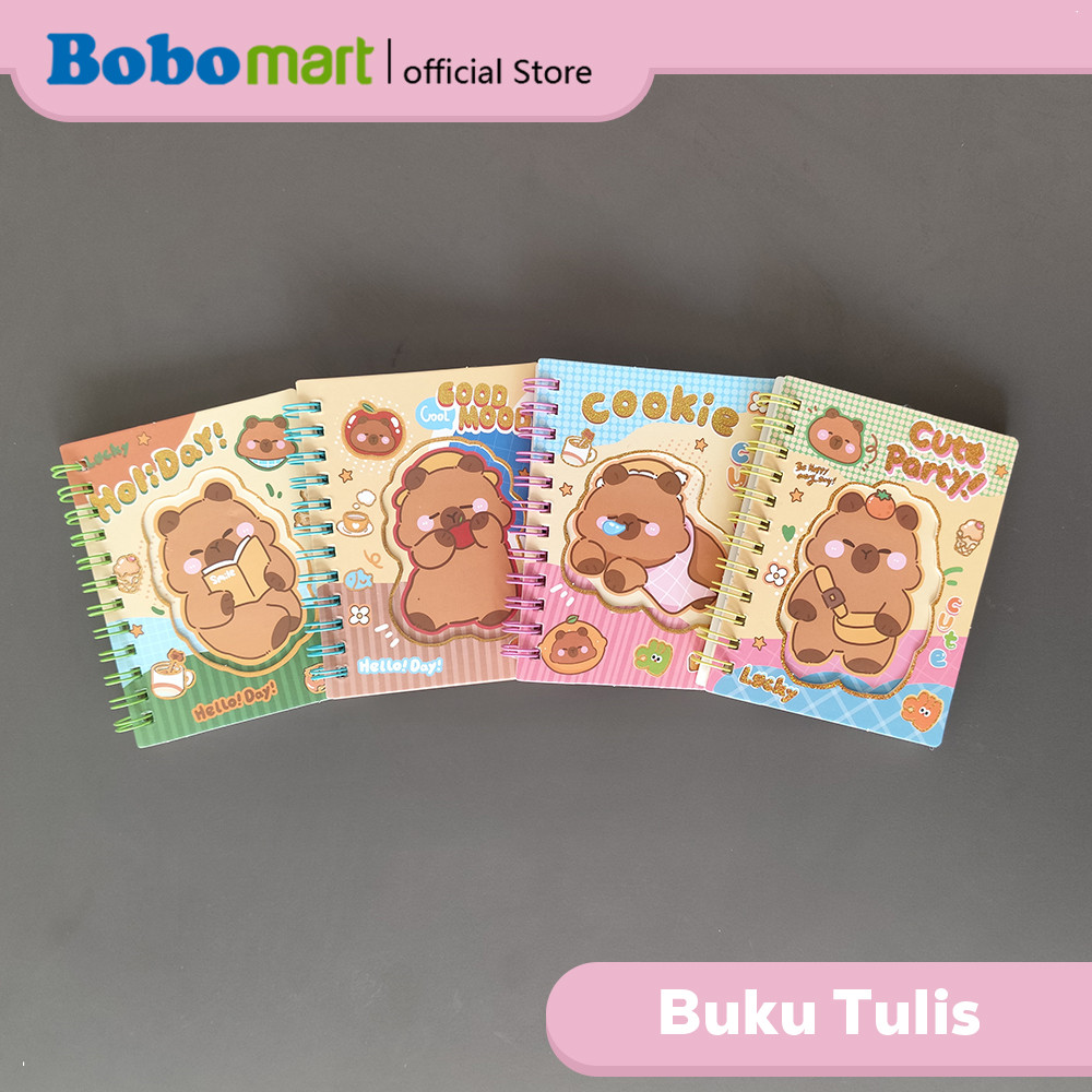 

BOBOMART Notebook Spiral A7 Capybara – Buku Catatan Mini Lucu 80 Lembar Bergaris DP-888-45