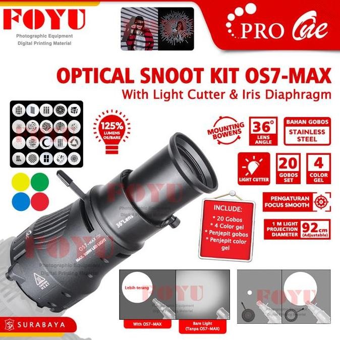 Pro One OS7 Max Optical Snoot Kit Light Cutter Pemotong Cahaya Projector Proyektor Bentuk Self Studi