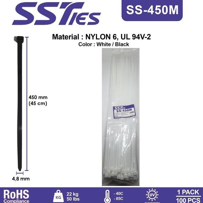 

Diskon! Kabel Ties Insulock SS450M 450x4.8mm Nylon6 Putih - 100pcs