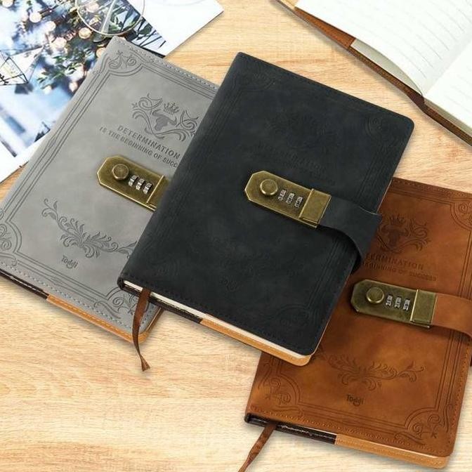 

Tersedia Buku Catatan Diary Harian A5 Cover Kulit PU Kunci Password Anti Air