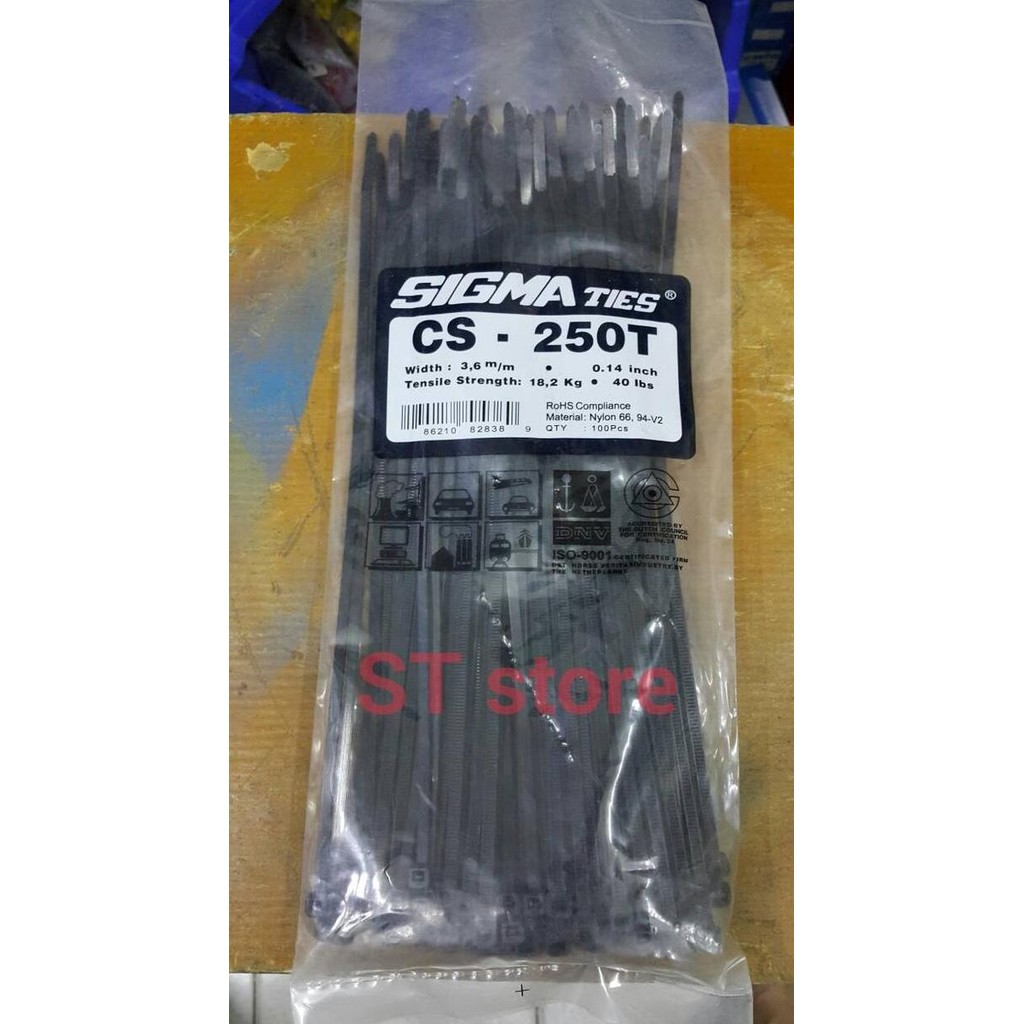 

Diskon! Kabel Ties Sigma CS250T 250x3.6mm Hitam UL Standard - 100pcs