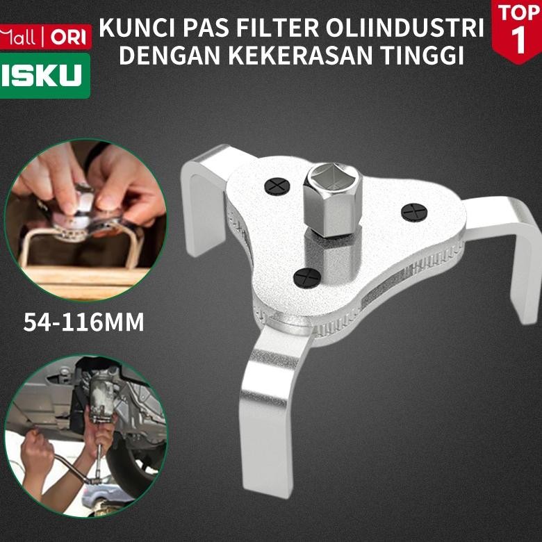 BisaCod Isku Kunci Filter Oli Filter Wrench 54-116Mm Alat Pembuka Filter Oli Mobil Kunci Filter Oli 