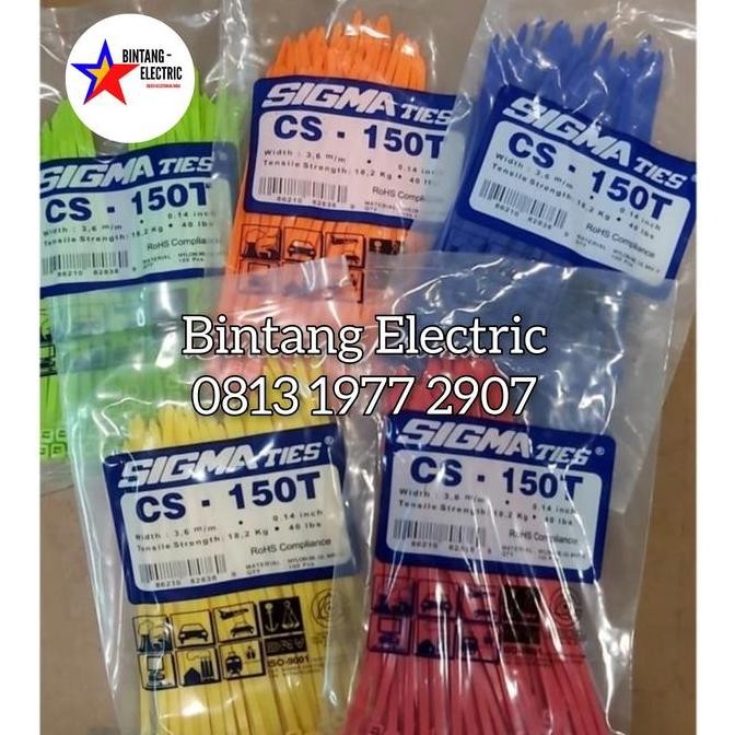 

Diskon! Cable Ties Sigma CS-150T 15cm x 3.6mm Warna - Hijau Biru Pink Kuning Isi 100pcs