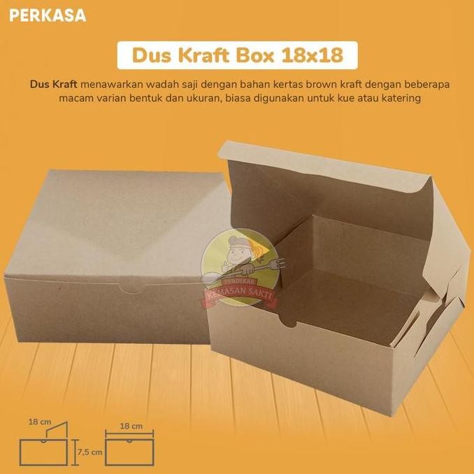 

DUS NASI 18 X 18 / BOX KRAFT / KOTAK MAKAN TAKE AWAY (ISI 100) ORIGINAL DAN TERPERCAYA