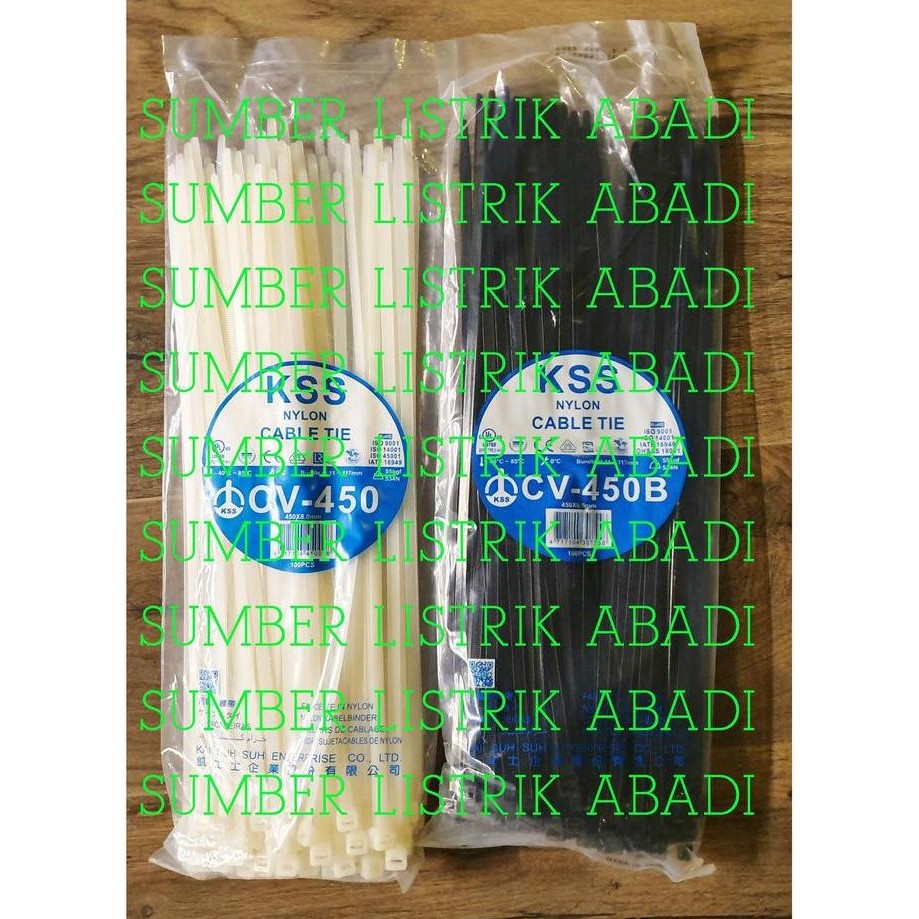 

Diskon! Kabel Ties KSS CV-450 4.8x450mm - Cable Tie 45cm Putih Hitam Isi 100
