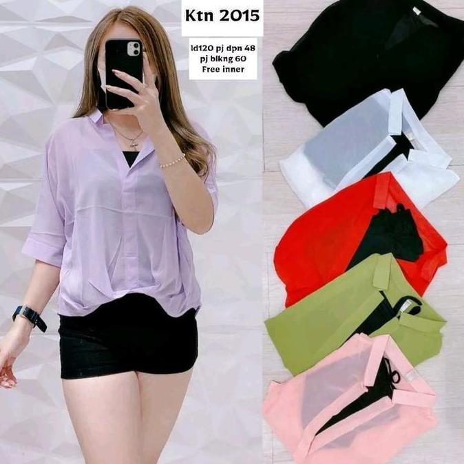 BLOUSE SIFON FREE INNER WANITA|ATASAN 2IN1|ATASAN KEKINIAN|BLOUSE BUNGA|BLOUSE POLOS ZZS
